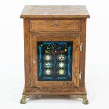 Oak Cabinet Slot Machine Stand W/Interior Light
