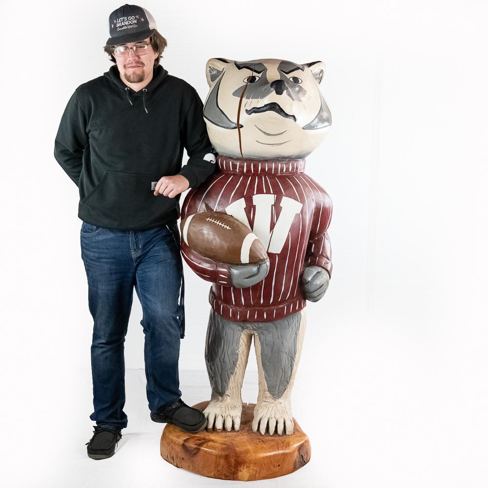 Bucky the Badger Wood Statue