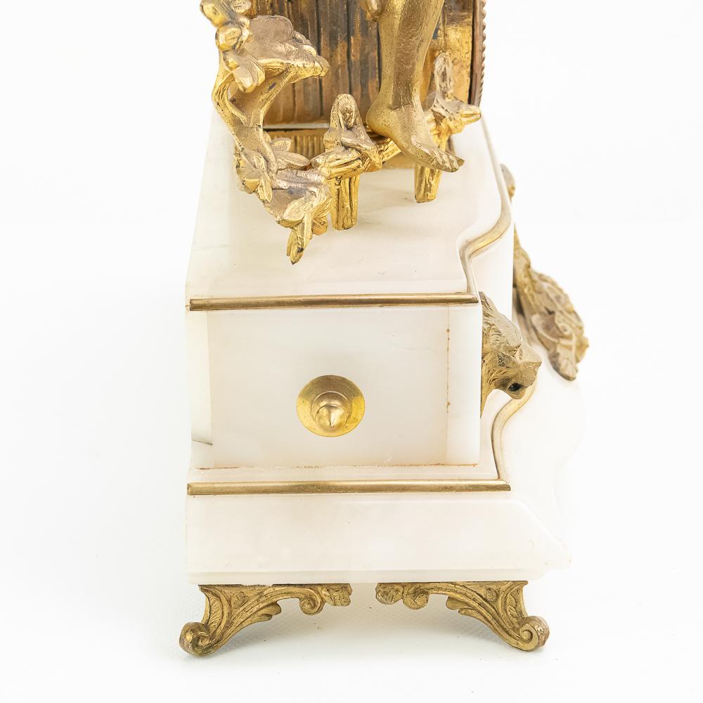 J Marti Medaille Gilt Boy Fishing Mantle Clock