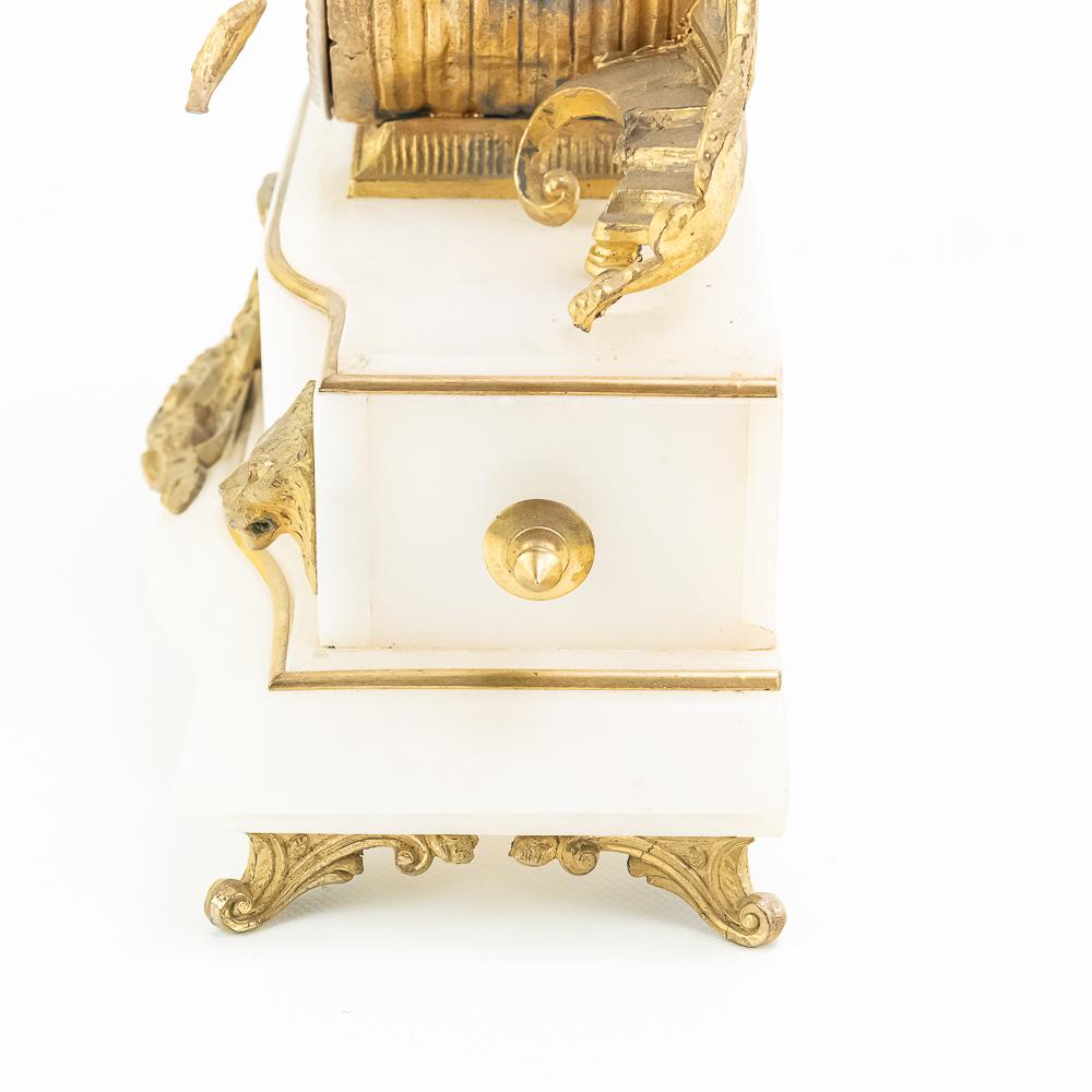 J Marti Medaille Gilt Boy Fishing Mantle Clock