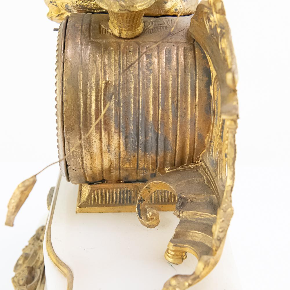 J Marti Medaille Gilt Boy Fishing Mantle Clock