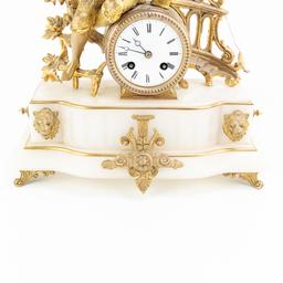 J Marti Medaille Gilt Boy Fishing Mantle Clock
