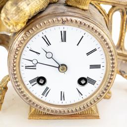 J Marti Medaille Gilt Boy Fishing Mantle Clock