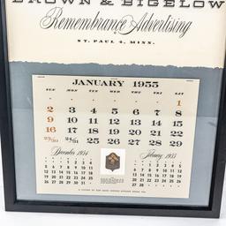 Framed 1955 Brown and Bigelow Calendar