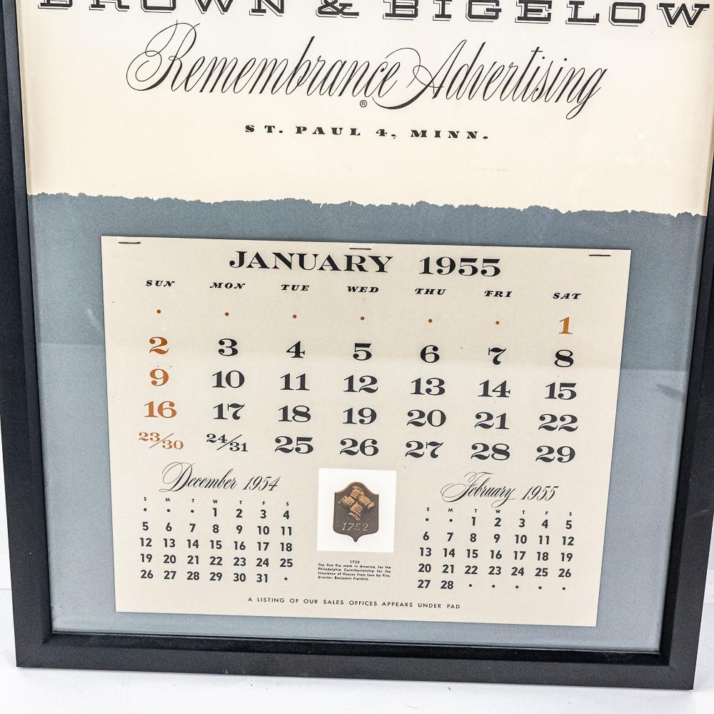 Framed 1955 Brown and Bigelow Calendar