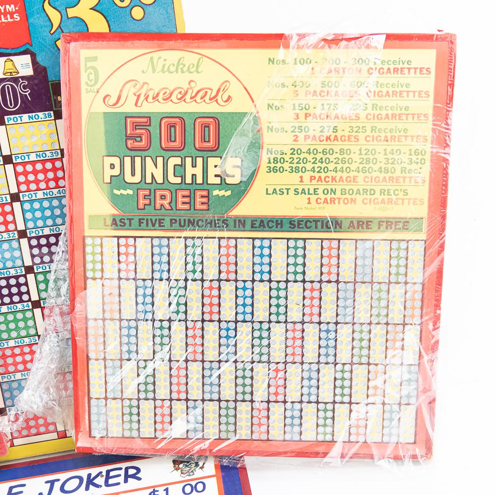 Lot of 4: Assorted Gambling Punch Boards-Unused