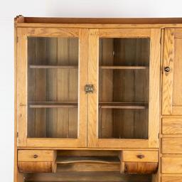 Antique Two Part Hoosier Oak Cabinet