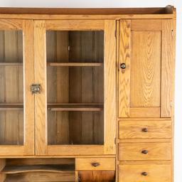 Antique Two Part Hoosier Oak Cabinet