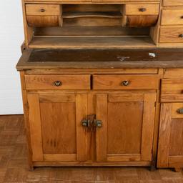 Antique Two Part Hoosier Oak Cabinet