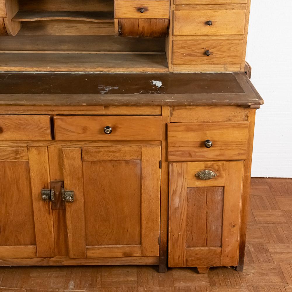 Antique Two Part Hoosier Oak Cabinet