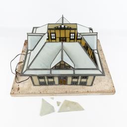 Folk Art Light Up Leaded Glass Display House