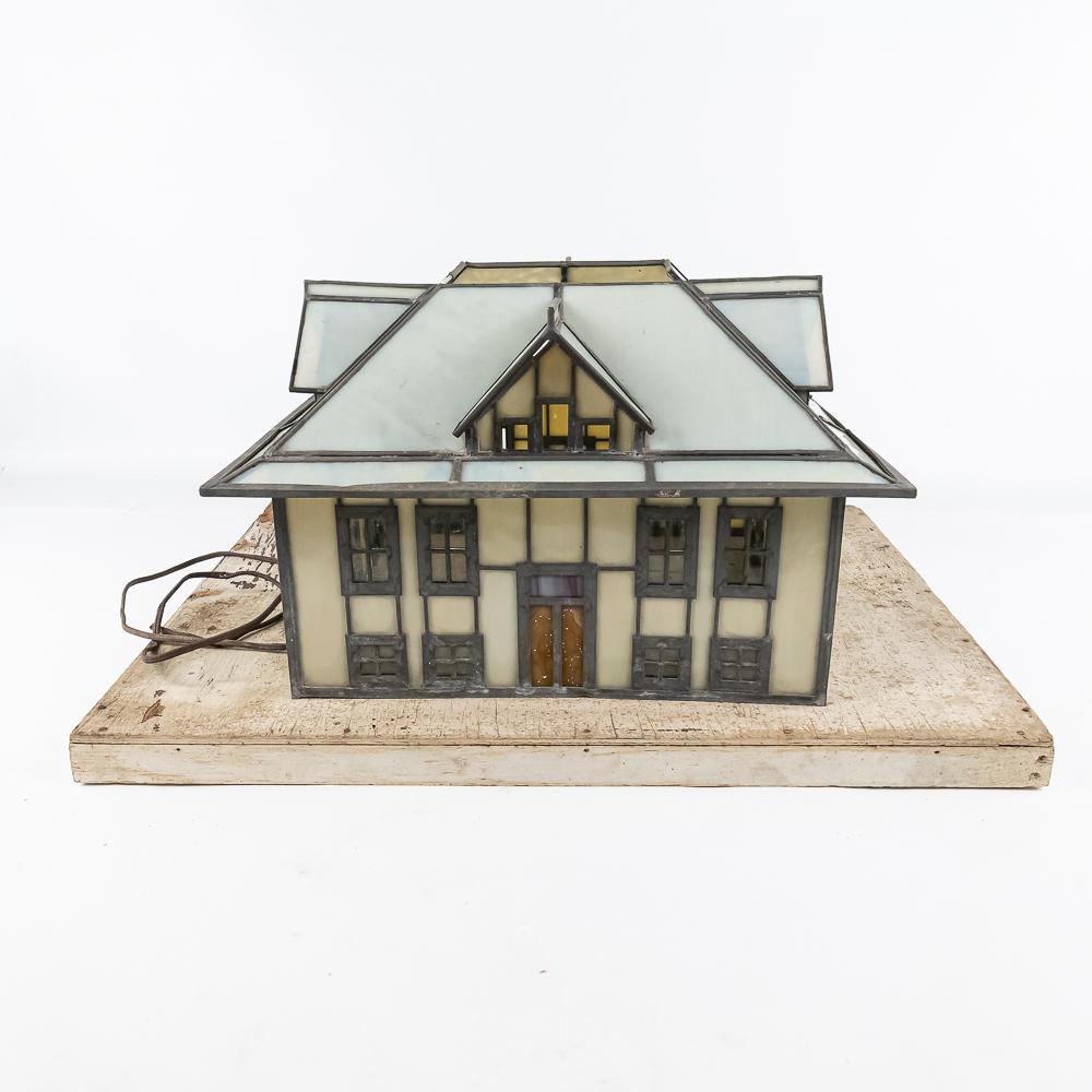 Folk Art Light Up Leaded Glass Display House