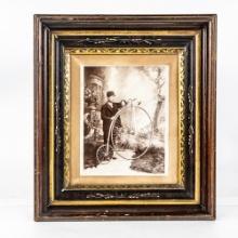 Antique Photo - Man on High Wheel Bicycle