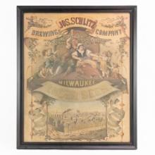 Jos.Schlitz Brewing Co. Framed Paper Sign