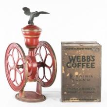 Lot of 2: Iron Coffee Grinder & Webb's Coffee Bin