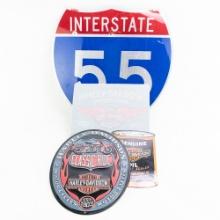 (4) Assorted Contemporary HD & Interstate Signs