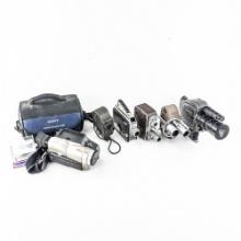 Lot of 6: Movie Cameras + Sony Case Kodak Canon..