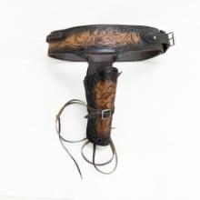 Mexican Tooled .44-.45 Revolver Leather Cowboy Rig
