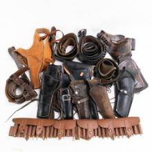 Leather Cartridge Belt and Holster Lot