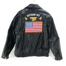Leather Vietnam Veteran Jacket US Navy Seal Team