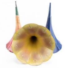 3 Cyl Phono MG Horns 2 Paper Mache