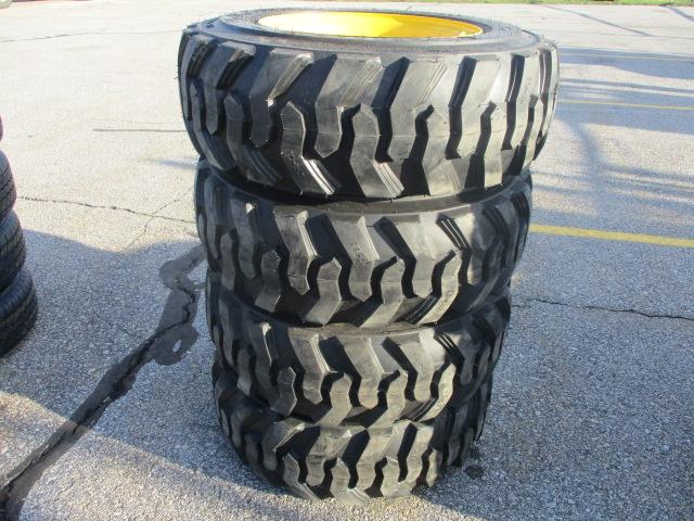 New (4) 10-16.5  LoadMaxx Skid Steer Tires on New Holland Wheels