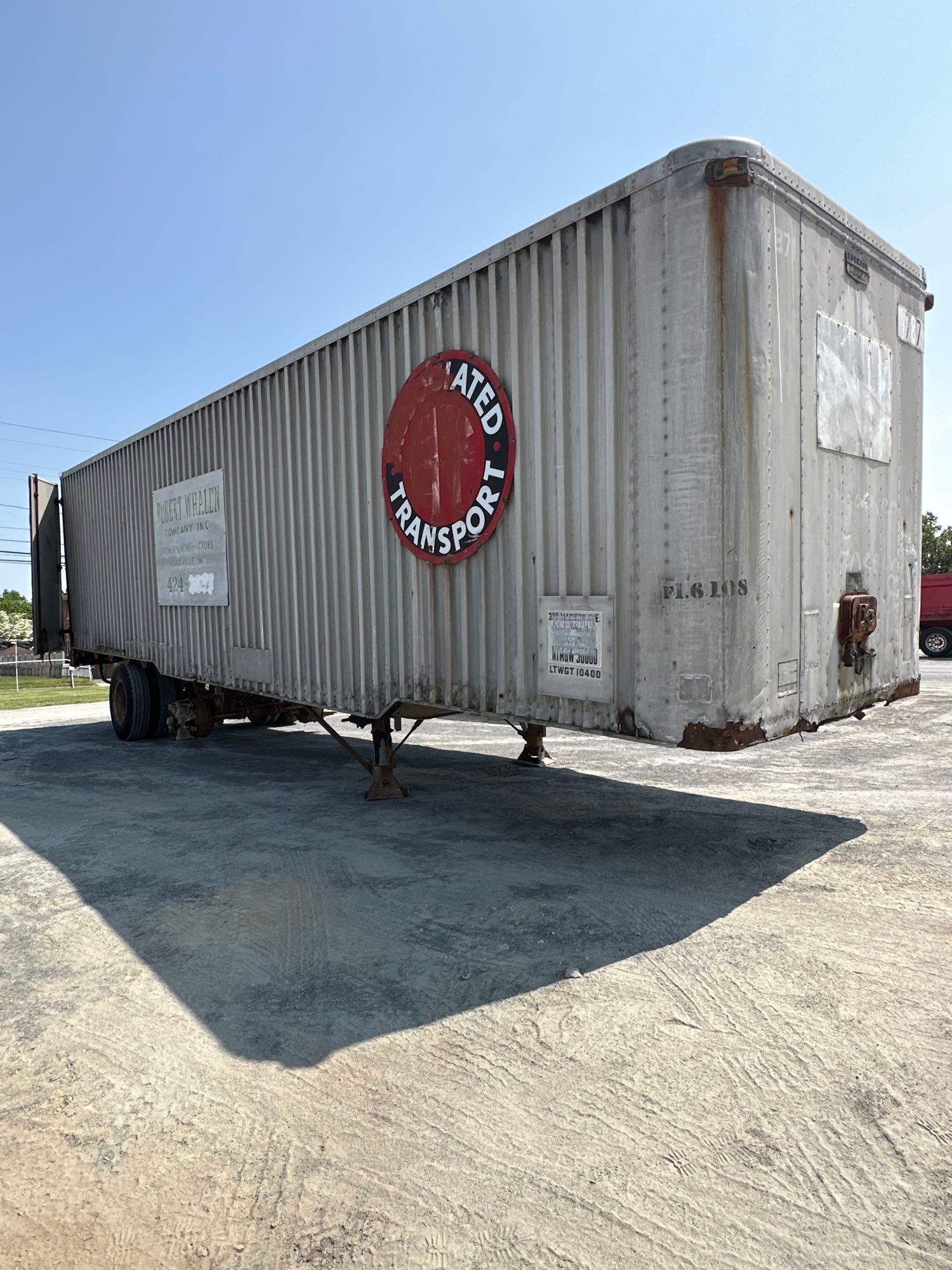 Fruehauf Box Storage Trailer, **CONTENTS STAY WITH TRAILER**, Missing Tires, No Plate **NO TITLE*