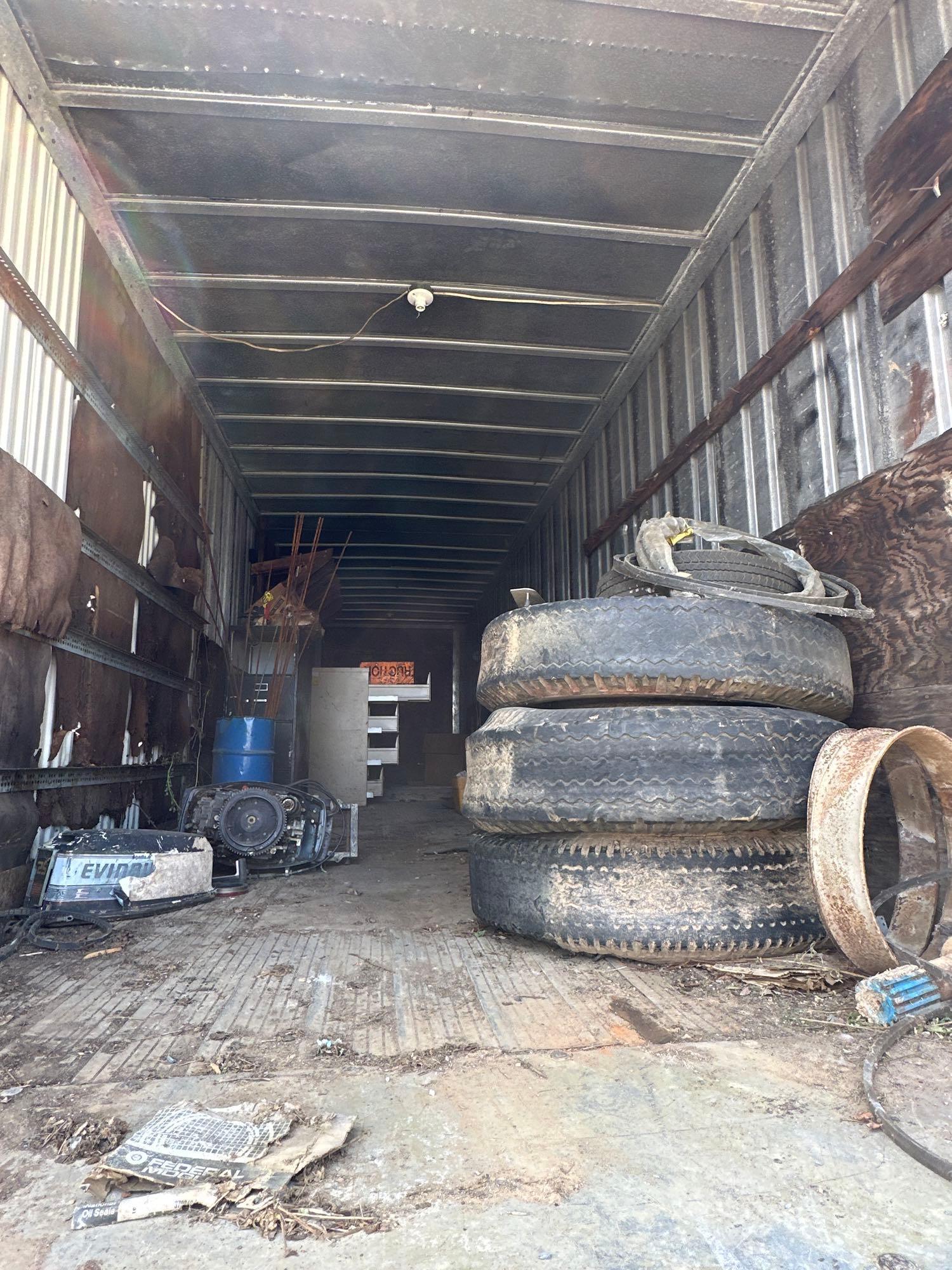 Fruehauf Box Storage Trailer, **CONTENTS STAY WITH TRAILER**, Missing Tires, No Plate **NO TITLE*