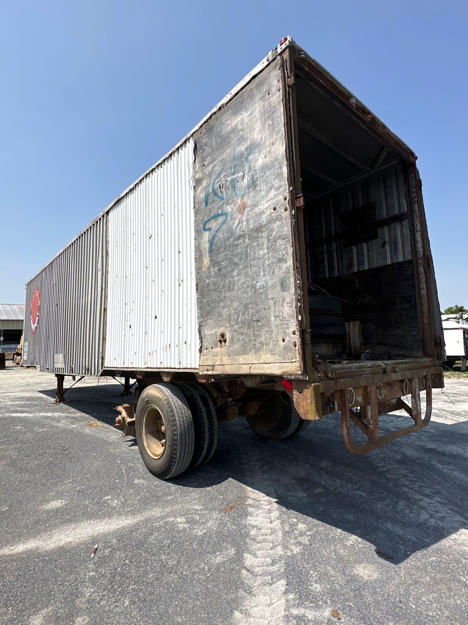 Fruehauf Box Storage Trailer, **CONTENTS STAY WITH TRAILER**, Missing Tires, No Plate **NO TITLE*
