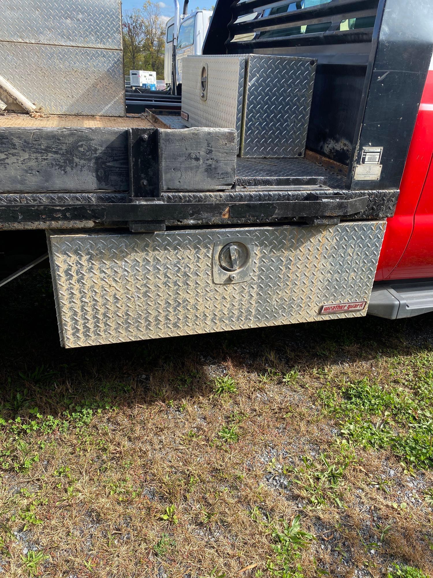 2013 Ford F550XL Flatbed, Dsl, Auto, Crew Cab, Weather Guard Boxes, VIN: 1FD0W5GT5DEA15173, Miles -