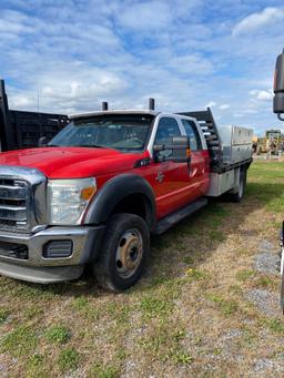 2013 Ford F550XL Flatbed, Dsl, Auto, Crew Cab, Weather Guard Boxes, VIN: 1FD0W5GT5DEA15173, Miles -