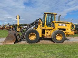 John Deere TC 62H, Cab, Heat, AC, 3rd Valve, Coupler, GP Bucket, 20.5R25 Rubber, SN: 573351, Hours: