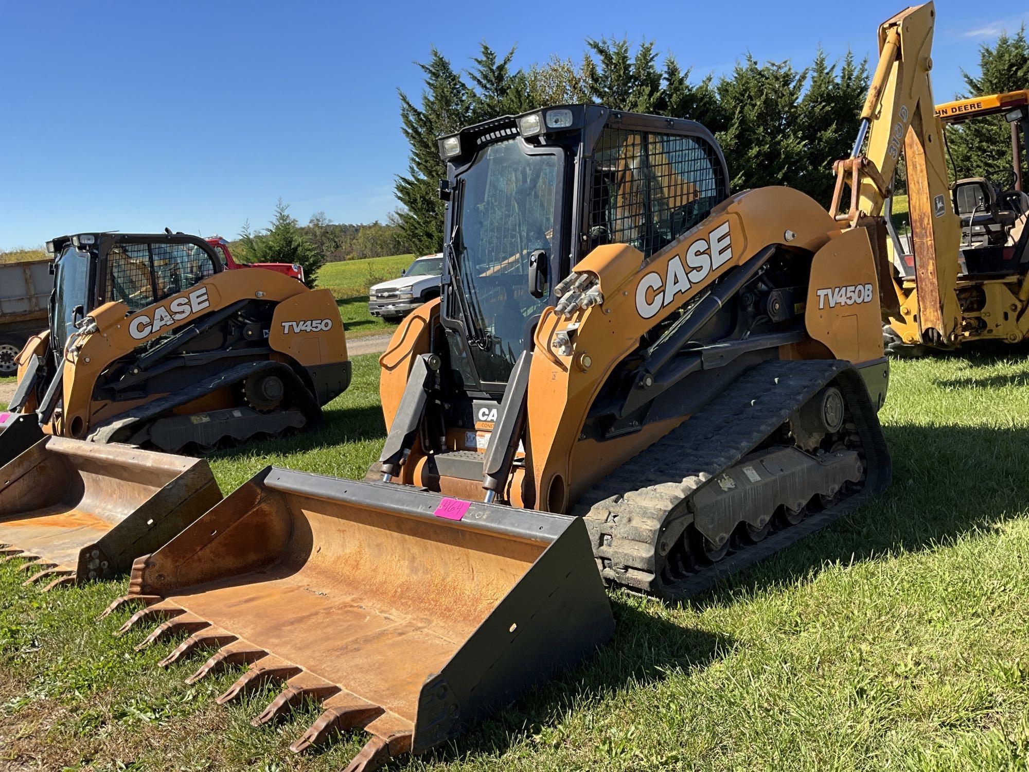 Case TV450, Cab, Heat, AC, Hyd Quick Attach, Aux Hyd, Rubber Tracks, 84" GP Bucket, ISO/H Controls,