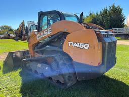 Case TV450, Cab, Heat, AC, Hyd Quick Attach, Aux Hyd, Rubber Tracks, 84" GP Bucket, ISO/H Controls,
