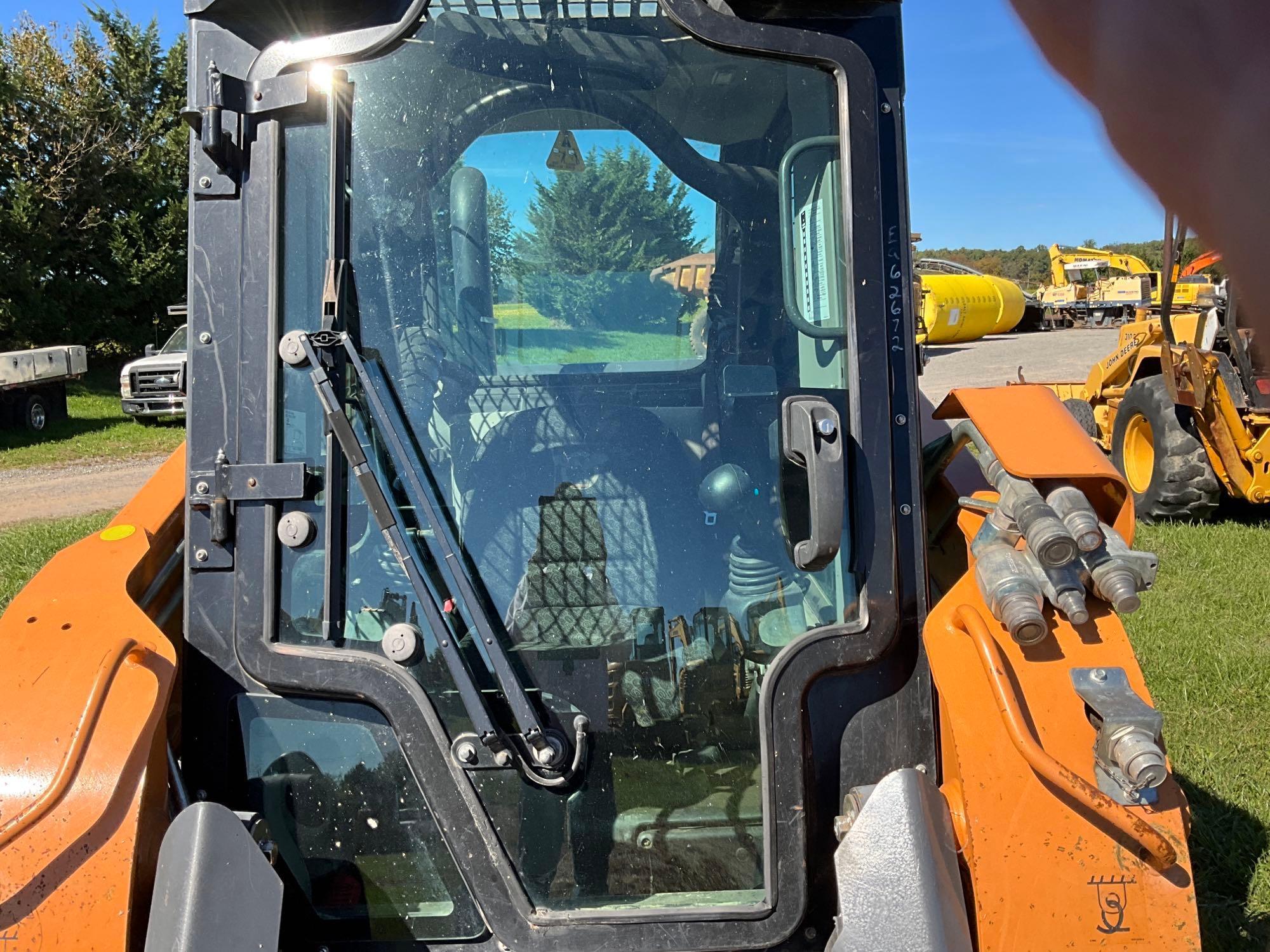 Case TV450, Cab, Heat, AC, Hyd Quick Attach, Aux Hyd, Rubber Tracks, 84" GP Bucket, ISO/H Controls,