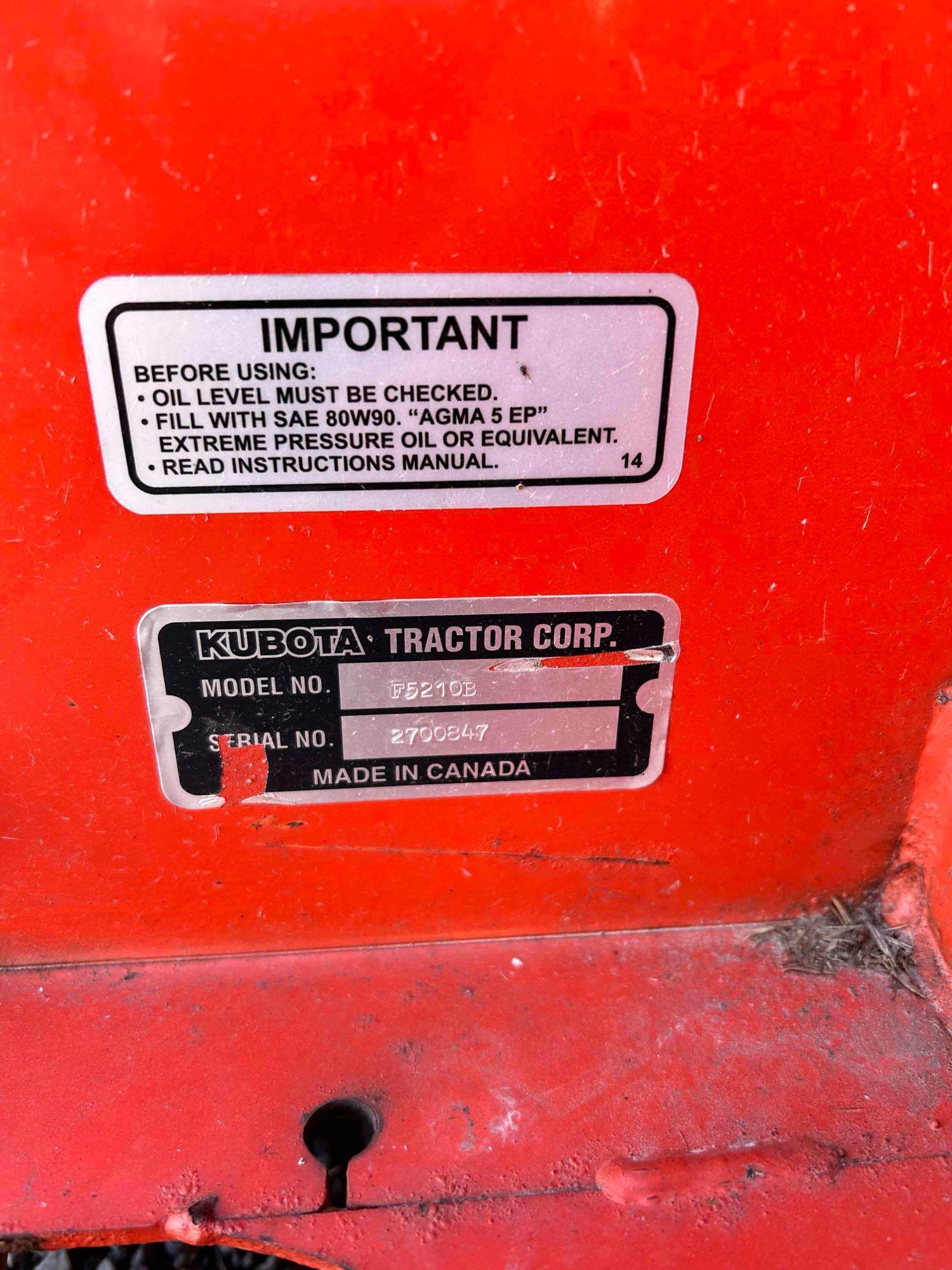 Kubota F5210B Snow Blower