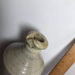 Early Pottery Bottle with Pour Spout Signed on Bottom