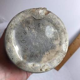 Early Pottery Bottle with Pour Spout Signed on Bottom