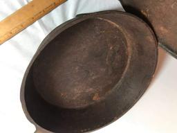 Vintage Cast Iron Footed 12” Long Handled Frying Pan with Heavy Lid