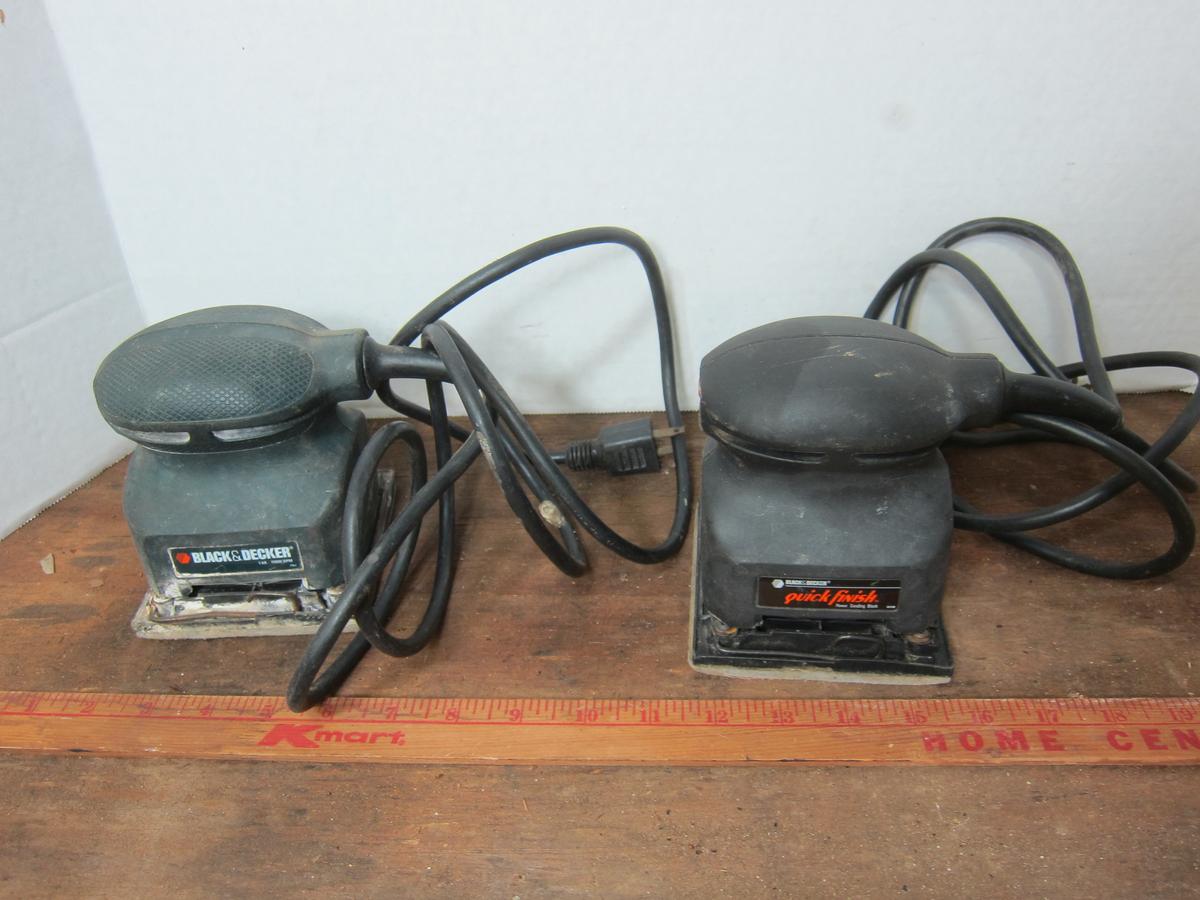 Pair of Black & Decker 1/4 Sheet Palm Grip Jitterbug Sanders - 15000 Vpm - Double Insulated 115 Volt
