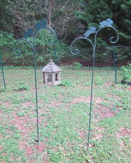 Pair of 6 Ft. Shepherd Hook Feeder Poles with Hopping Rabbits
