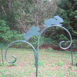 Pair of 6 Ft. Shepherd Hook Feeder Poles with Hopping Rabbits