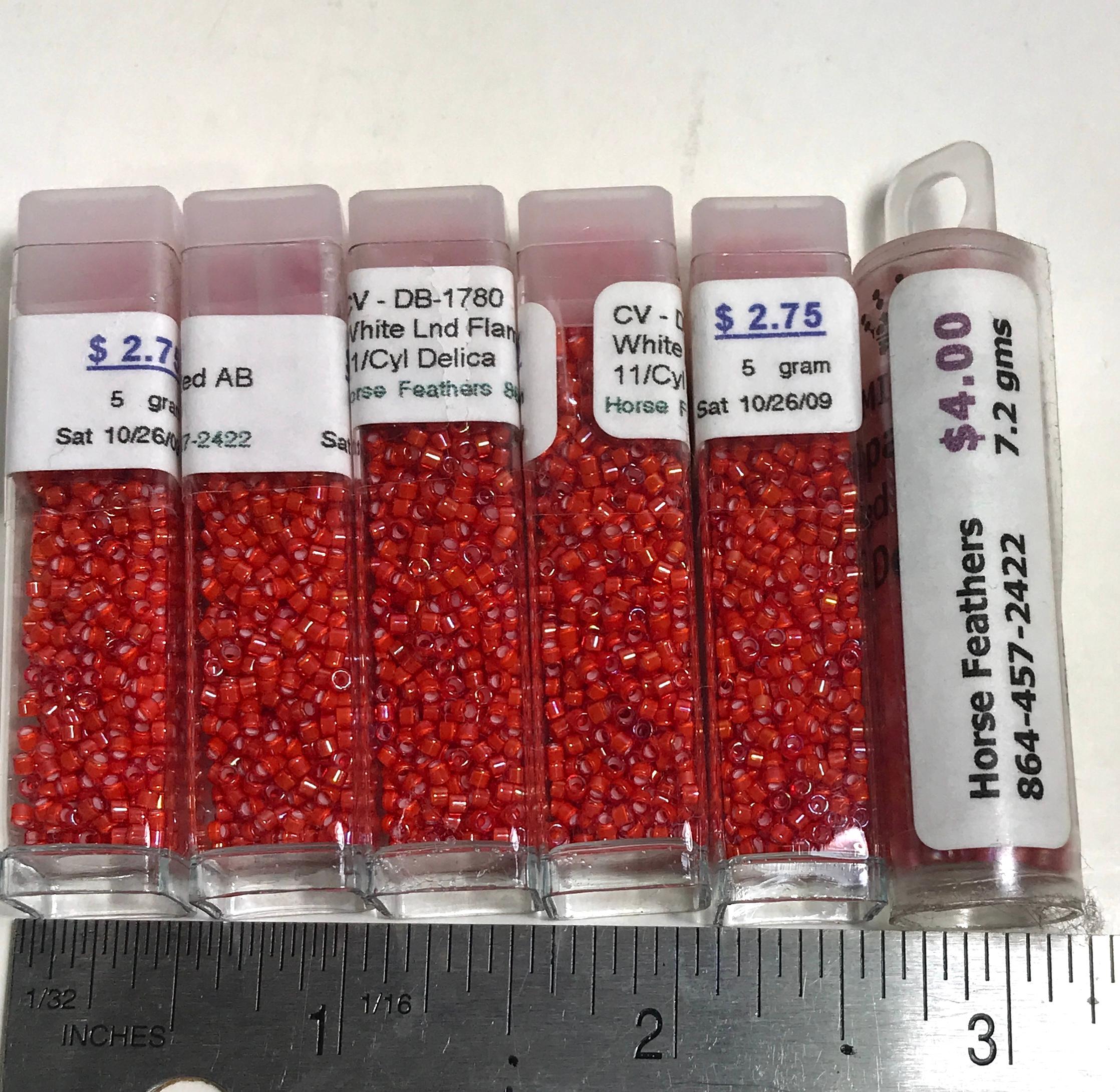 Lot of White Lnd Flame Red AB: Matte LT Red AB Beads