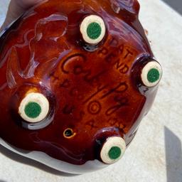 1957 Hull Pottery “Corky Pig” Brown Drip Glazed Piggy Bank