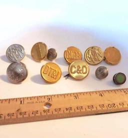 Vintage Railroad Buttons in Saddle Soap Tin