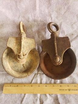 Pair of Matching Cast Iron Pulleys