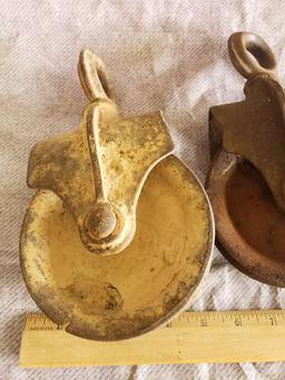 Pair of Matching Cast Iron Pulleys
