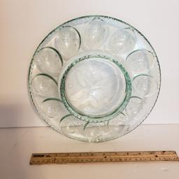 Longaberger Aqua Glass Deviled Egg Serving Plate