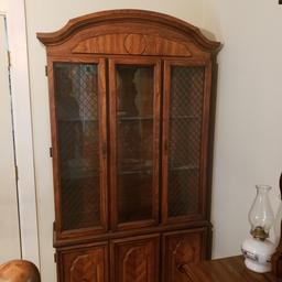 Lighted 2 Piece Curio Cabinet with Glass Shelves