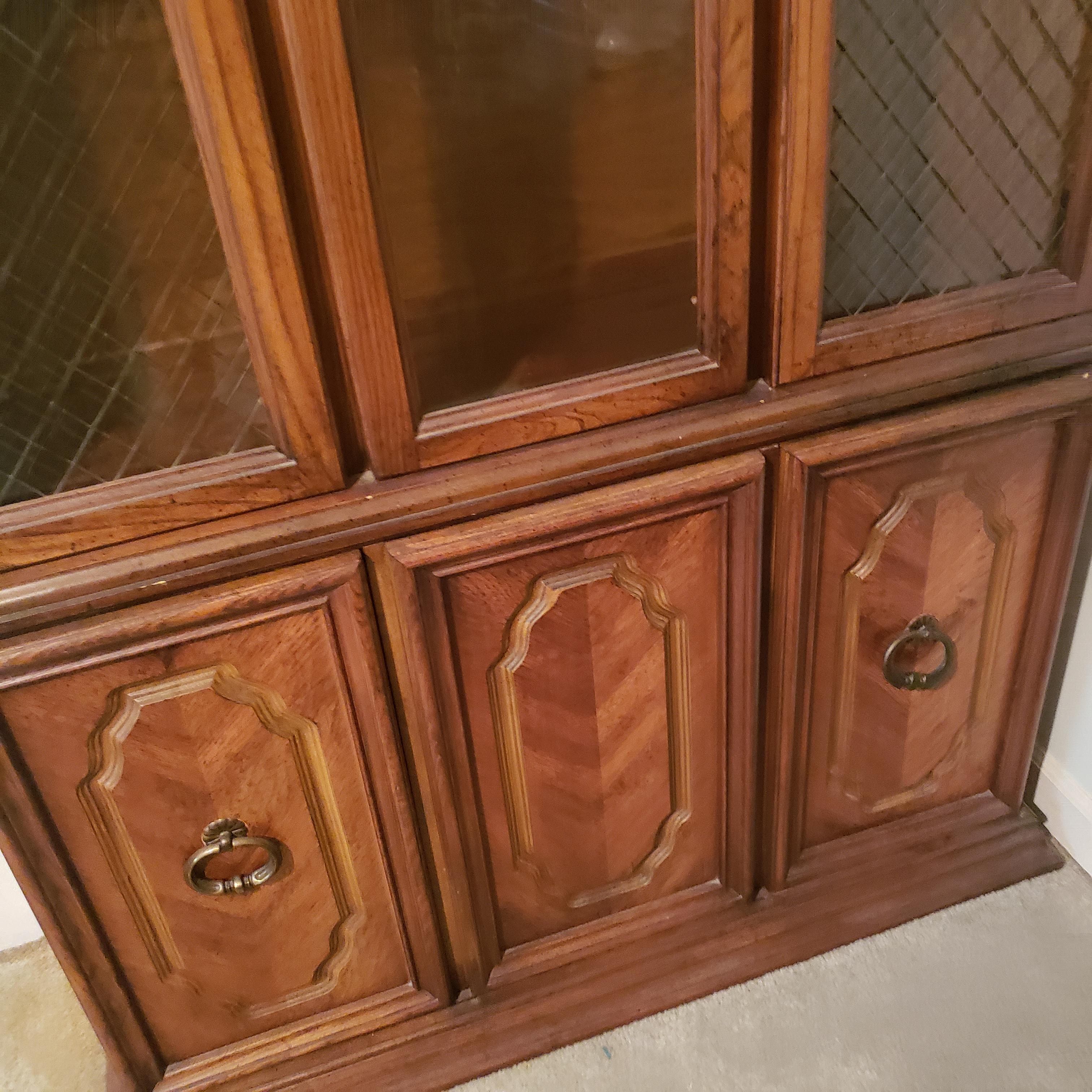 Lighted 2 Piece Curio Cabinet with Glass Shelves